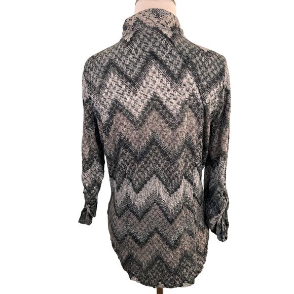 David Cline Chevron Zig Zag Rhinestone Bling Button Up Blouse Size Medium - Picture 5 of 9